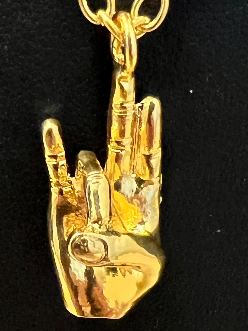 Sigma Gamma Rho SGR Hand Sign Necklace Gold