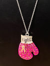 Breast Cancer Awareness FIGHT Bling Boxing Glove Necklace