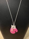 Breast Cancer Awareness FIGHT Bling Boxing Glove Necklace