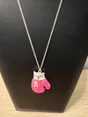 Breast Cancer Awareness FIGHT Bling Boxing Glove Necklace