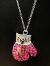 Breast Cancer Awareness FIGHT Bling Boxing Glove Necklace