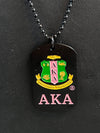 Alpha Kappa Alpha Black Dog Tag Necklace