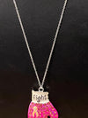 Breast Cancer Awareness FIGHT Bling Boxing Glove Necklace