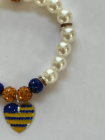 Sigma Gamma Rho Heart Of America Bling Pearl Bracelet