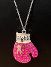 Breast Cancer Awareness FIGHT Bling Boxing Glove Necklace