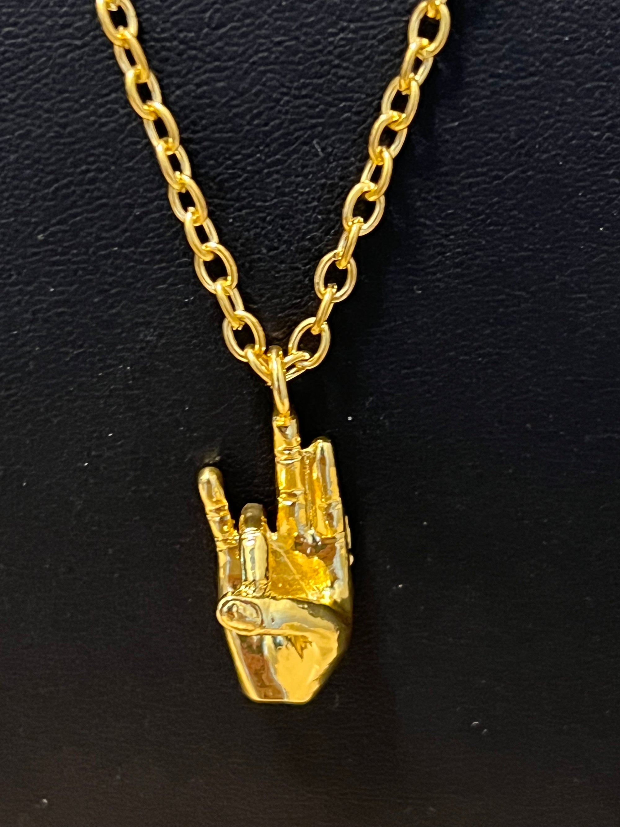 Sigma Gamma Rho SGR Hand Sign Necklace Gold