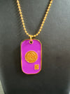 Omega Psi Phi Double Side Dog Tag Necklace Purple