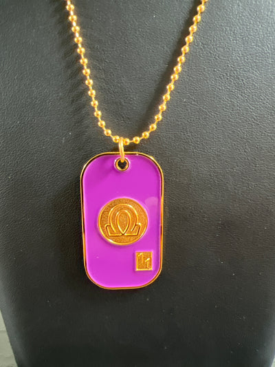 Omega Psi Phi Double Side Dog Tag Necklace Purple