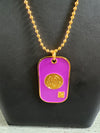 Omega Psi Phi Double Side Dog Tag Necklace Purple