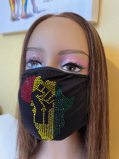 Africa Bling Rhinestone Face Mask