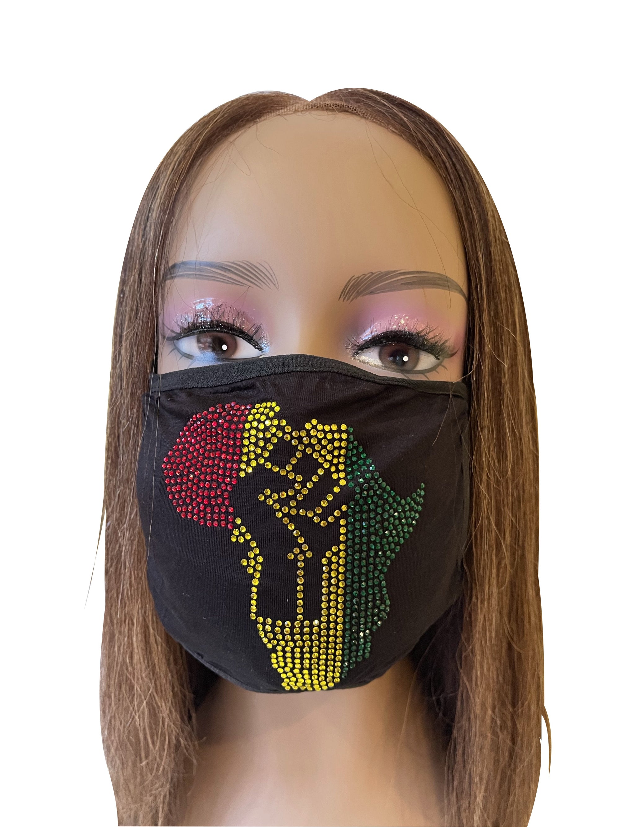 Africa Bling Rhinestone Face Mask