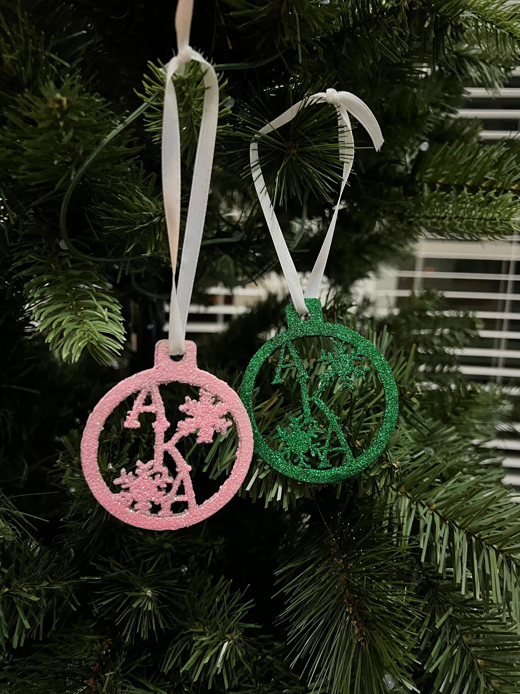 Alpha Kappa Alpha Bling Glitter Christmas Ornaments