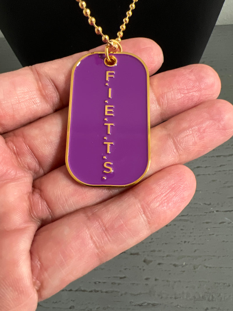 Omega Psi Phi Double Side Dog Tag Necklace Purple