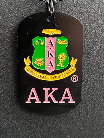 Alpha Kappa Alpha Black Dog Tag Necklace