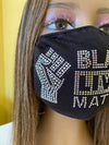 Black Lives Matter Fist Face Mask Crystal Front Logo