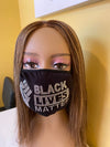 Black Lives Matter Fist Face Mask Crystal Front Logo