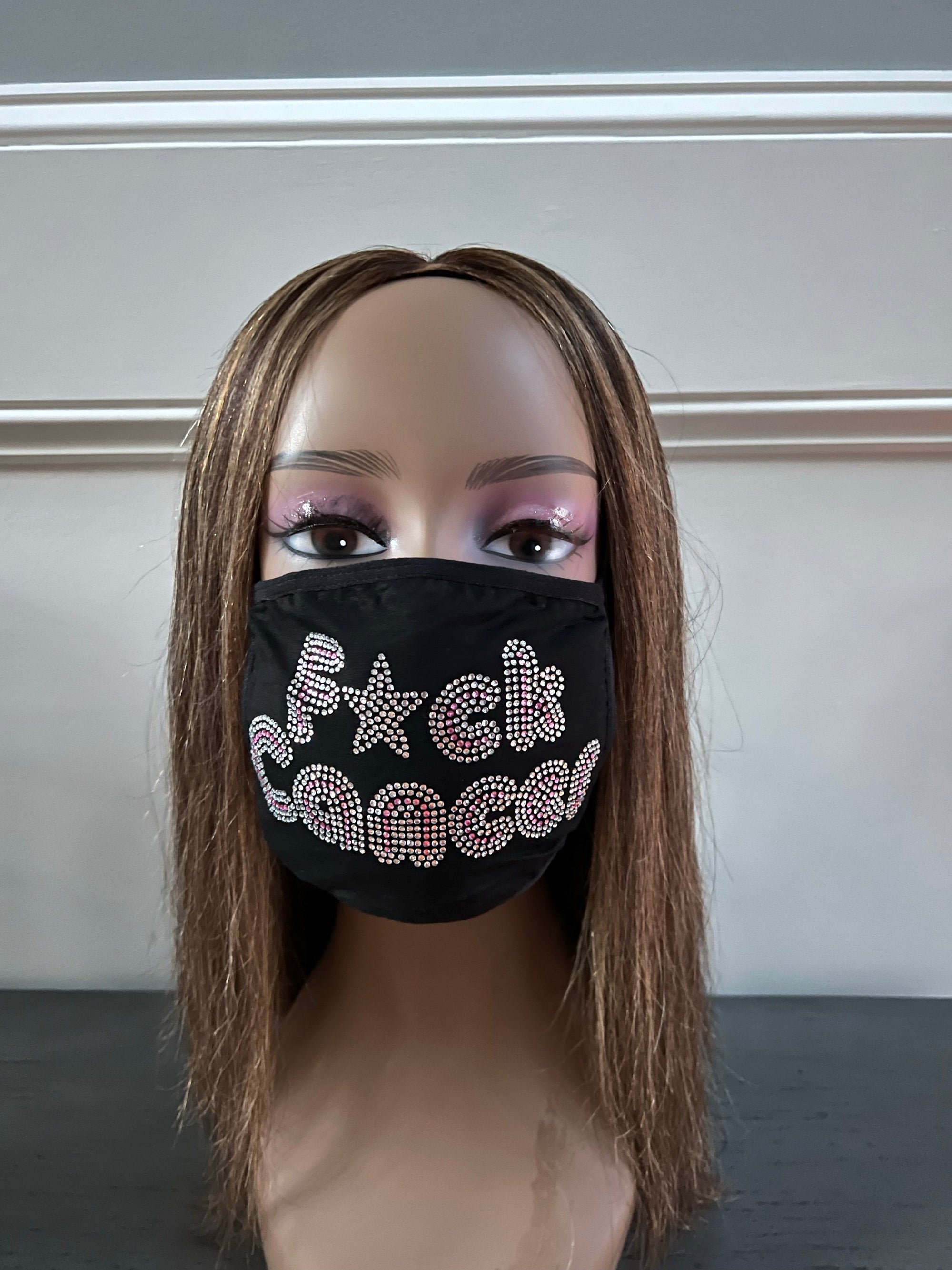 Breast Cancer Awareness F*ck Cancer Bling Face Mask Rhinestone