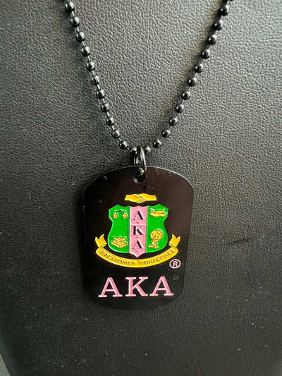 Alpha Kappa Alpha Black Dog Tag Necklace