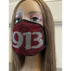 Delta Sigma Theta 1913 Full Rhinestone Bling Face Mask Red