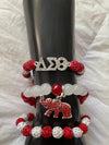 Delta Sigma Theta Beaded Bling Elastic Charm Bracelet Set