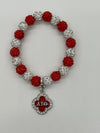 Delta Sigma Theta Beaded Bling Elastic DST Fleur Charm Bracelet