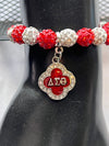 Delta Sigma Theta Beaded Bling Elastic DST Fleur Charm Bracelet