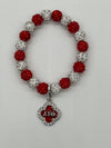 Delta Sigma Theta Beaded Bling Elastic DST Fleur Charm Bracelet