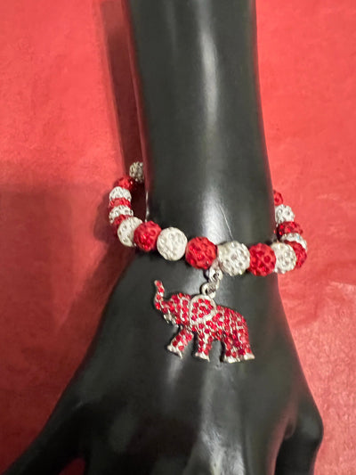 Delta Sigma Theta Beaded Bling Elastic Elephant Charm Bracelet