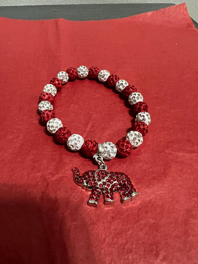 Delta Sigma Theta Beaded Bling Elastic Elephant Charm Bracelet