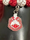 Delta Sigma Theta Beaded Bling Elastic Shield Charm Bracelet