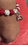 Delta Sigma Theta Beaded Bling Elastic Shield Charm Bracelet