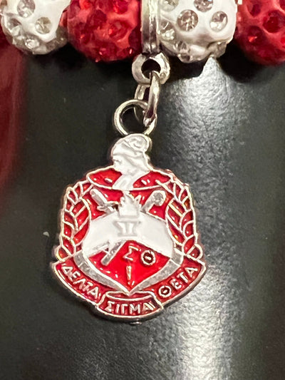 Delta Sigma Theta Beaded Bling Elastic Shield Charm Bracelet