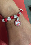 Delta Sigma Theta Beaded Bling Elastic Shield Charm Bracelet