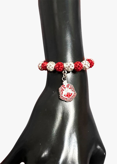 Delta Sigma Theta Beaded Bling Elastic Shield Charm Bracelet