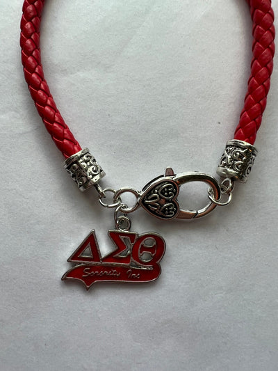 Delta Sigma Theta ΔΣΘ Leather Charm Bracelet