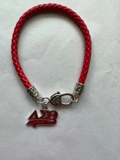 Delta Sigma Theta ΔΣΘ Leather Charm Bracelet