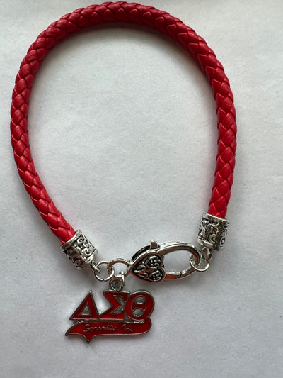 Delta Sigma Theta ΔΣΘ Leather Charm Bracelet