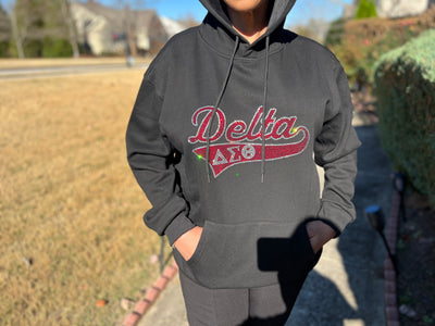 Delta Sigma Theta Rhinestone Bling Velour Lined Hoodie