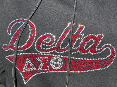 Delta Sigma Theta Rhinestone Bling Velour Lined Hoodie