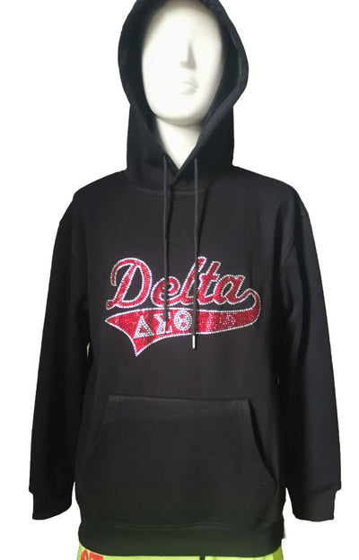 Delta Sigma Theta Rhinestone Bling Velour Lined Hoodie