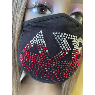 Delta Sigma Theta Roots Rhinestone Bling Face Mask Red