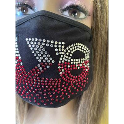 Delta Sigma Theta Roots Rhinestone Bling Face Mask Red