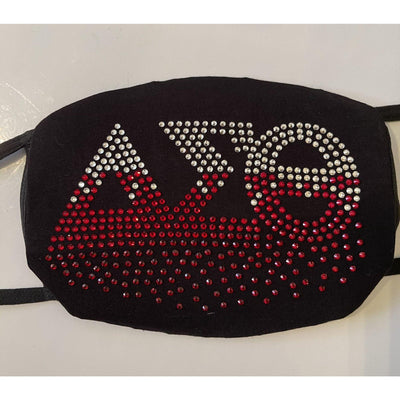 Delta Sigma Theta Roots Rhinestone Bling Face Mask Red