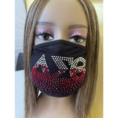 Delta Sigma Theta Roots Rhinestone Bling Face Mask Red