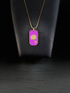 Omega Psi Phi Double Side Dog Tag Necklace Purple