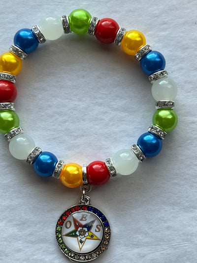 Eastern Star Beaded Elastic Bling Charm Bracelet