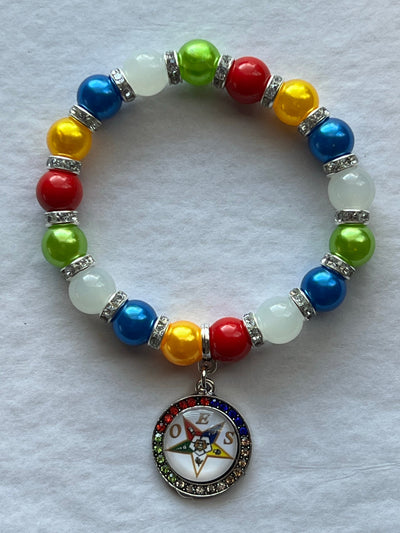 Eastern Star Beaded Elastic Bling Charm Bracelet