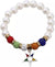 Eastern Star OES Beaded Bling Elastic Pearl Charm Bracelet