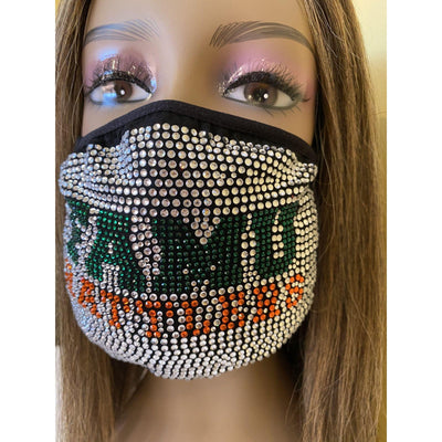 FAMU Florida A & M Rhinestone Bling Face Mask