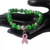 Breast Cancer Awareness Natural Tiger Eye Stone Bracelet Green